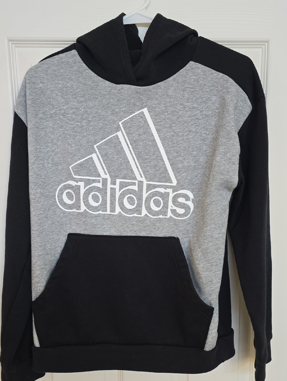adidas Black & Gray Pullover Hoodie with White Logo